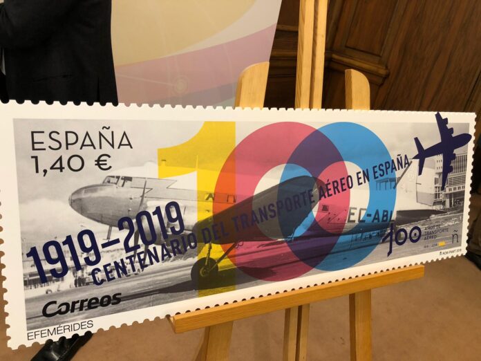 Correos emite un sello conmemorando el Centenario del Transporte Aéreo