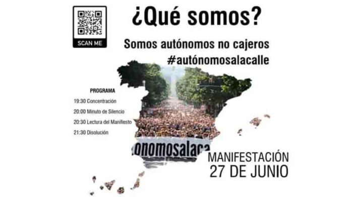 Manifestaciones de autónomos en toda España este sábado a las 19:30