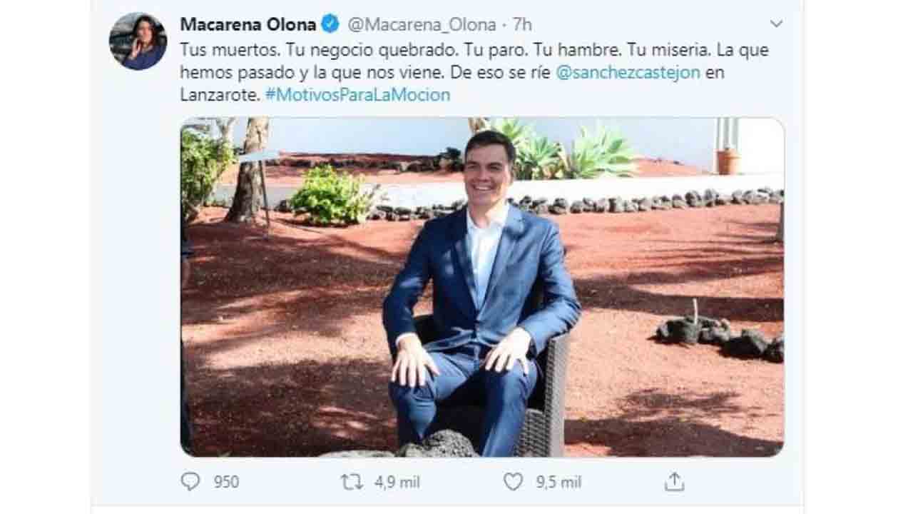 Pillan a Macarena Olona, de Vox, lanzando otro bulo contra Pedro Sánchez