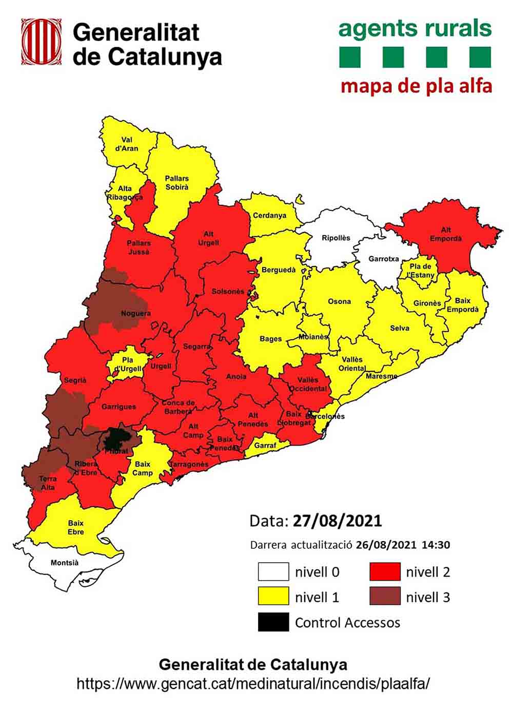 Catalunya activa el Plan Alfa por peligro de incendios en 39 municipios