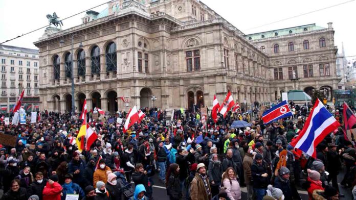 Manifestación en Austria contra las restricciones por la Covid