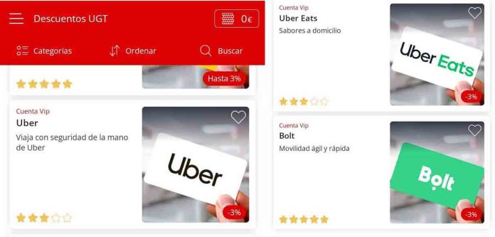 UGT el Sindicato Vertical que ofrece descuentos en Uber, Bolt y Uber Eats