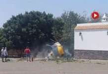 Un helicóptero Pegasus de la DGT se estrella contra un árbol Un helicóptero Pegasus de la DGT se estrella contra un árbol