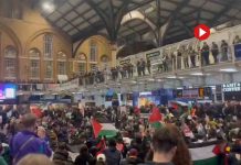 Bloquean la estación Liverpool Street en Londres en apoyo a Palestina Bloquean la estación Liverpool Street en Londres en apoyo a Palestina
