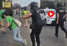 La agresión de un policía a una manifestante enciende la protesta de los docentes La agresión de un policía a una manifestante enciende la protesta de los docentes
